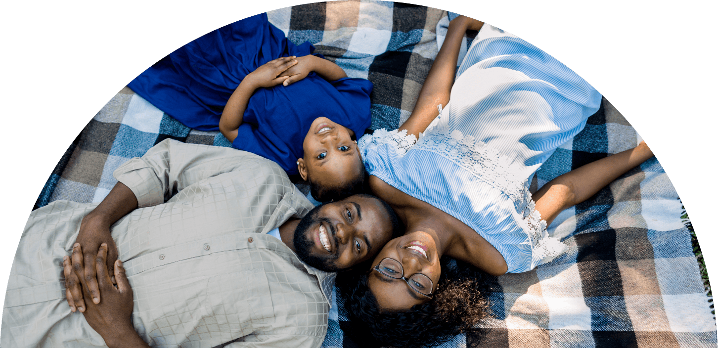 Happy Family Looking Up